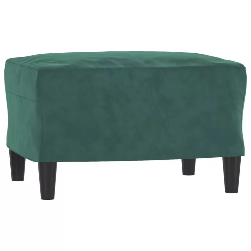  sötétzöld bársony kanapéfotel lábtartóval 60 cm