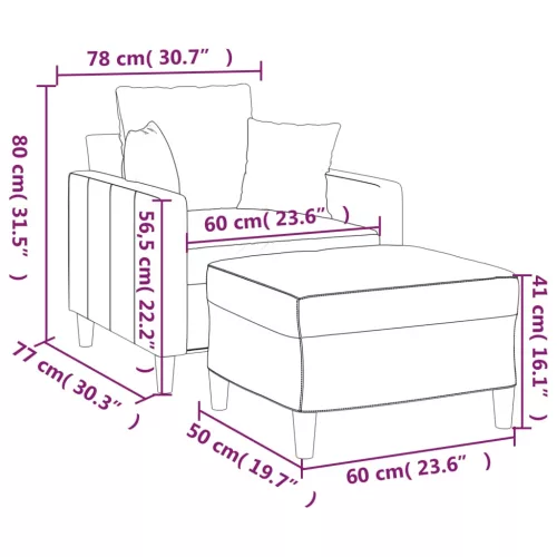  sötétzöld bársony kanapéfotel lábtartóval 60 cm