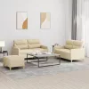  3 részes krémszínű szövet ülőgarnitúra párnákkal