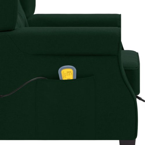     sötétzöld szövet masszázsfotel lábtartóval