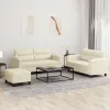  3 részes krémszínű műbőr ülőgarnitúra párnákkal