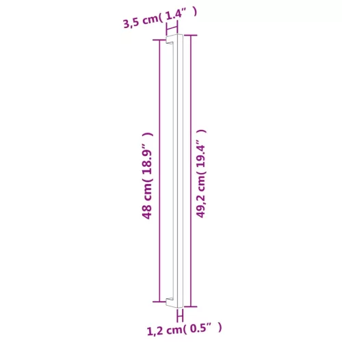  20 db fekete rozsdamentes acél szekrényfogantyú 480 mm