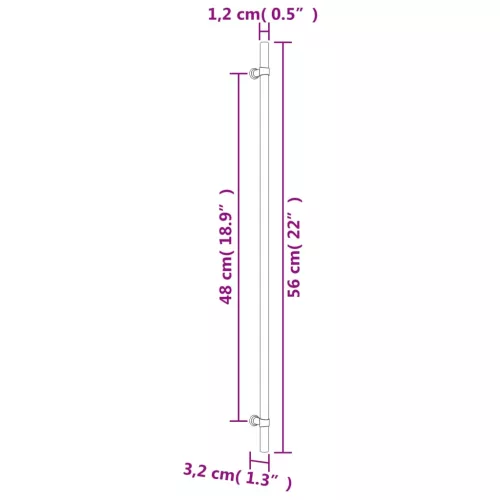  20 db ezüst rozsdamentes acél szekrényfogantyú 480 mm