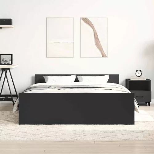  fekete ágykeret fej- és lábtámlával 140 x 200 cm
