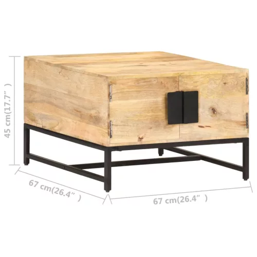  tömör mangófa dohányzóasztal 67 x 67 x 45 cm