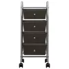  4 fiókos mozgatható fekete műanyag tárolókocsi