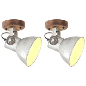    2 db ezüstszínű ipari fali-/mennyezeti lámpa 20 x 25 cm E27