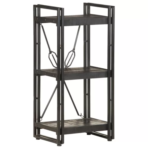  3 szintes fekete tömör mangófa könyvespolc 40 x 30 x 80 cm