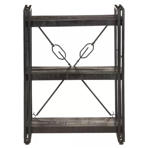  3 szintes fekete tömör mangófa könyvespolc 60 x 30 x 80 cm