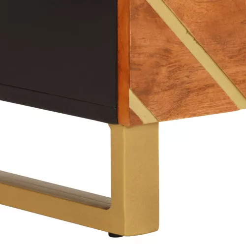  2 db barna-fekete tömör mangófa tálalószekrény 160x30x76 cm