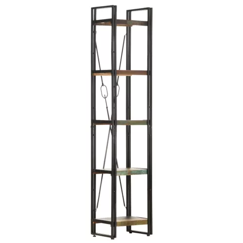  5 szintes tömör újrahasznosított fa könyvespolc 40x30x180 cm