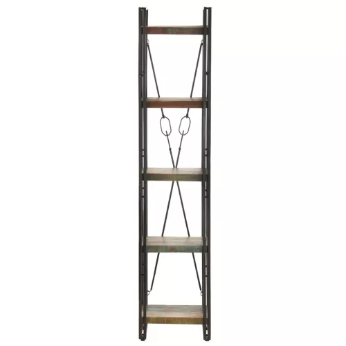  5 szintes tömör újrahasznosított fa könyvespolc 40x30x180 cm