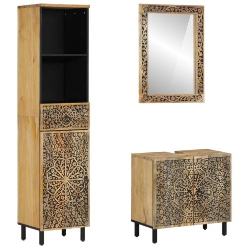  3 részes tömör mangófa fürdőszobai bútorszett