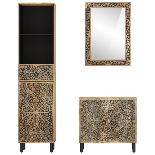  3 részes tömör mangófa fürdőszobai bútorszett