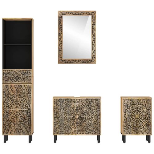  4 részes tömör mangófa fürdőszobai bútorszett