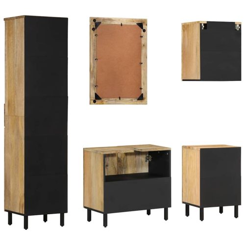  5 részes tömör mangófa fürdőszobai bútorszett