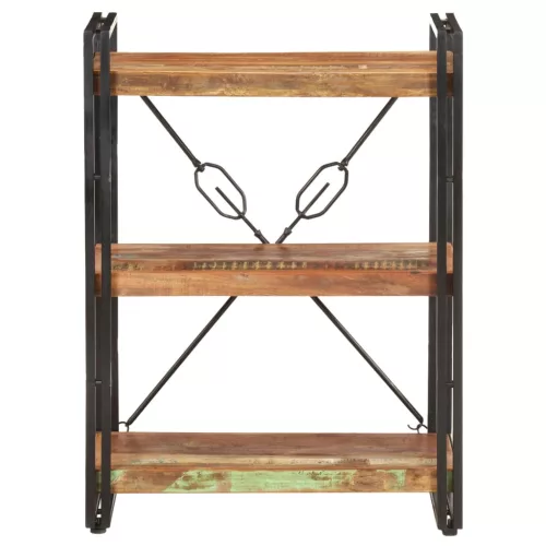  3 szintes tömör újrahasznosított fa könyvespolc 60 x 30 x 80 cm