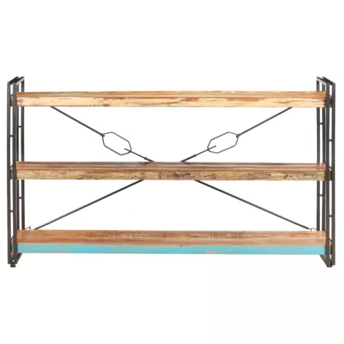  3 szintes tömör újrahasznosított fa könyvespolc 140x30x80 cm