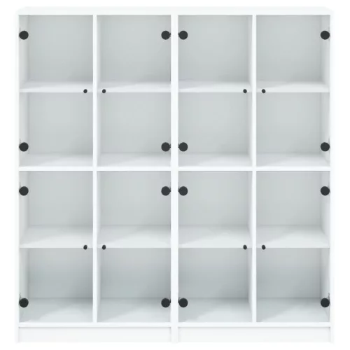  fehér szerelt fa könyvespolc ajtókkal 136 x 37 x 142 cm