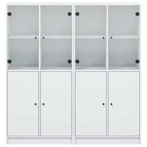  fehér szerelt fa könyvespolc ajtókkal 136 x 37 x 142 cm