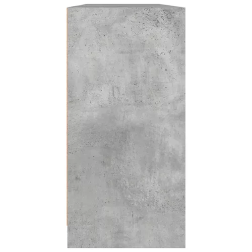  betonszürke szerelt fa könyvespolc ajtókkal 204x37x75 cm