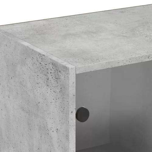  betonszürke szerelt fa könyvespolc ajtókkal 204x37x75 cm