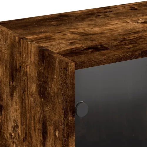  füstös tölgy szerelt fa könyvespolc ajtókkal 204x37x75 cm