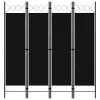  fekete 4 paneles paraván 160 x 180 cm