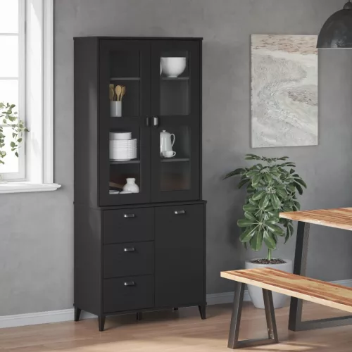  VIKEN fekete tömör fenyőfa magasszekrény 80 x 40 x 190 cm