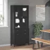  VIKEN fekete tömör fenyőfa magasszekrény 80 x 40 x 190 cm