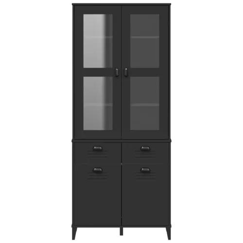  VIKEN fekete tömör fenyőfa magasszekrény 80 x 40 x 190 cm