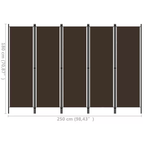  barna 5 paneles paraván 250 x 180 cm