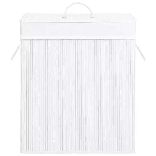  fehér bambusz szennyestartó kosár 2 résszel 100 L