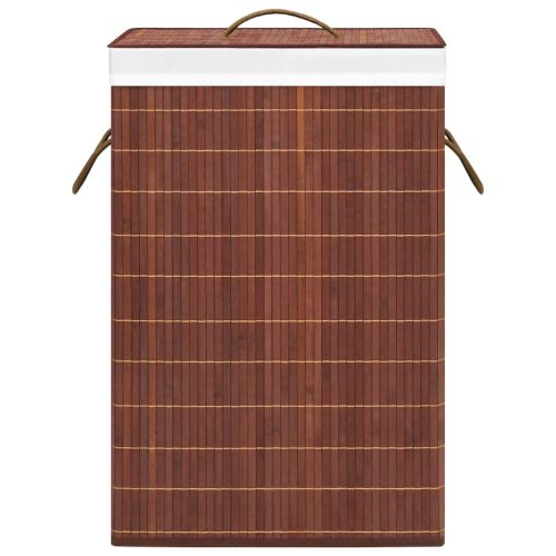  barna bambusz szennyestartó kosár 2 résszel 72 L