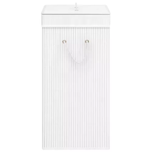  fehér egyrészes bambusz szennyestartó kosár