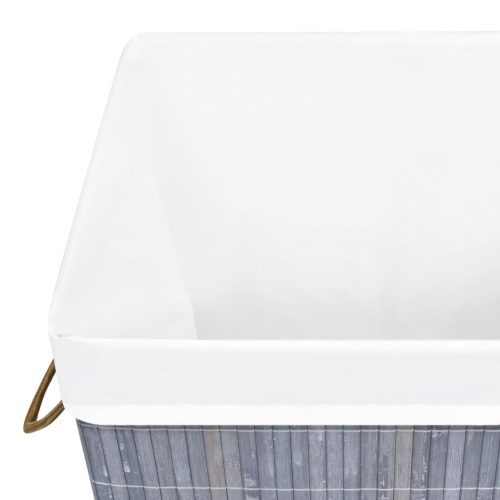  szürke egyrészes bambusz szennyestartó kosár