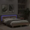  sonoma tölgy színű ágykeret fejtámlával és LED-del 140x190 cm