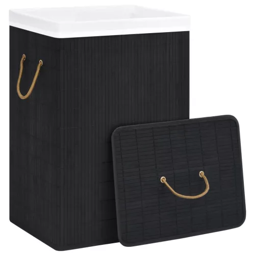  fekete egyrészes bambusz szennyestartó kosár