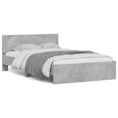  betonszürke ágykeret fejtámlával és LED-del 140x190 cm