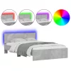  betonszürke ágykeret fejtámlával és LED-del 140x190 cm
