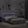  betonszürke ágykeret fejtámlával és LED-del 140x190 cm