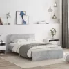  betonszürke ágykeret fejtámlával és LED-del 140x190 cm
