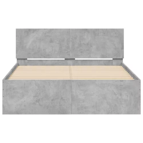  betonszürke ágykeret fejtámlával és LED-del 140x190 cm