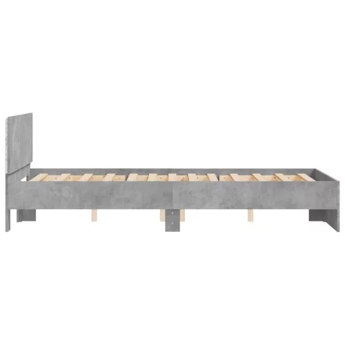  betonszürke ágykeret fejtámlával és LED-del 140x190 cm