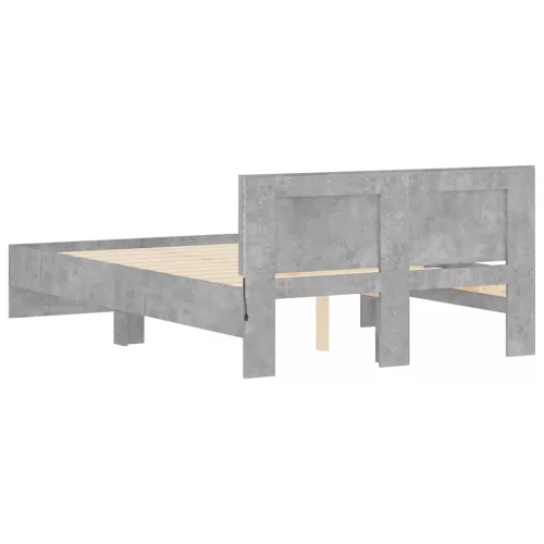  betonszürke ágykeret fejtámlával és LED-del 140x190 cm