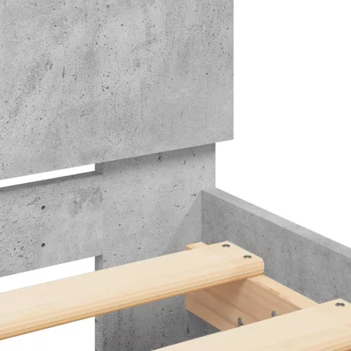  betonszürke ágykeret fejtámlával és LED-del 140x190 cm