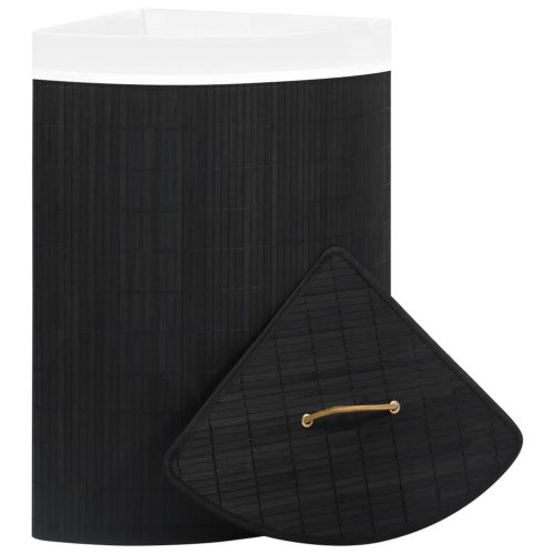  fekete sarok bambusz szennyestartó kosár 60 L