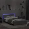  betonszürke ágykeret fejtámlával és LED-del 120x190 cm