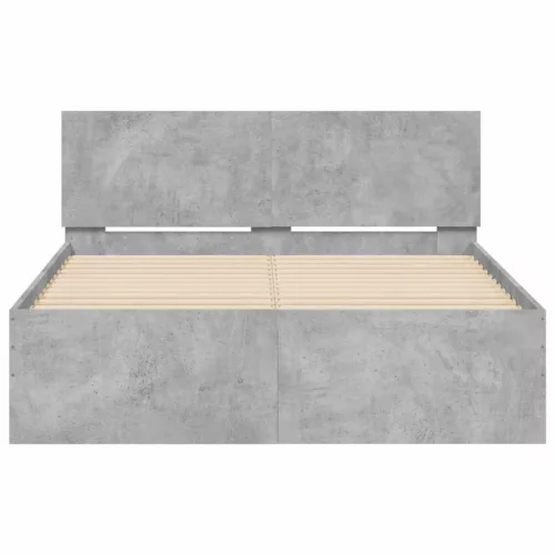  betonszürke ágykeret fejtámlával és LED-del 120x190 cm