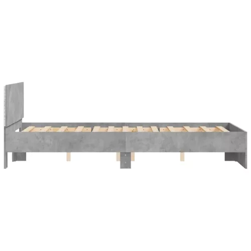  betonszürke ágykeret fejtámlával és LED-del 120x190 cm